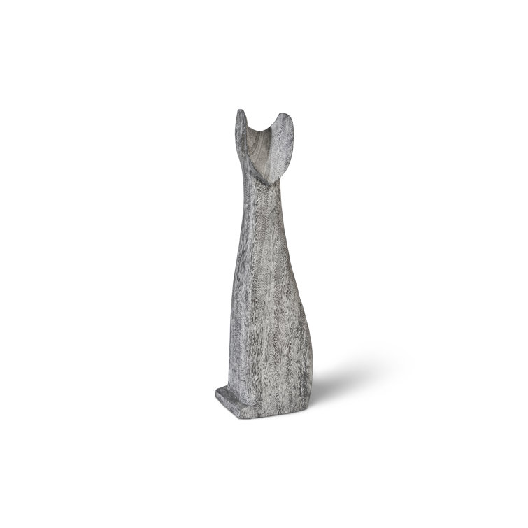 Gray Wood Contemporary Cat Statue, 30" Tall