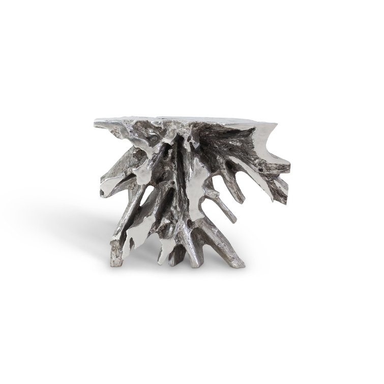 Luxe Silver Leaf Rectangular Console Table with Storage