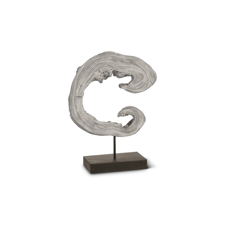 Gray Solid Wood Contemporary Creature Sculpture on Stand