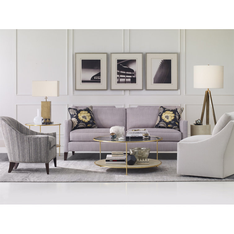 Monarch Adele 42" Round Glass Coffee Table with Faux-Shagreen Shelf