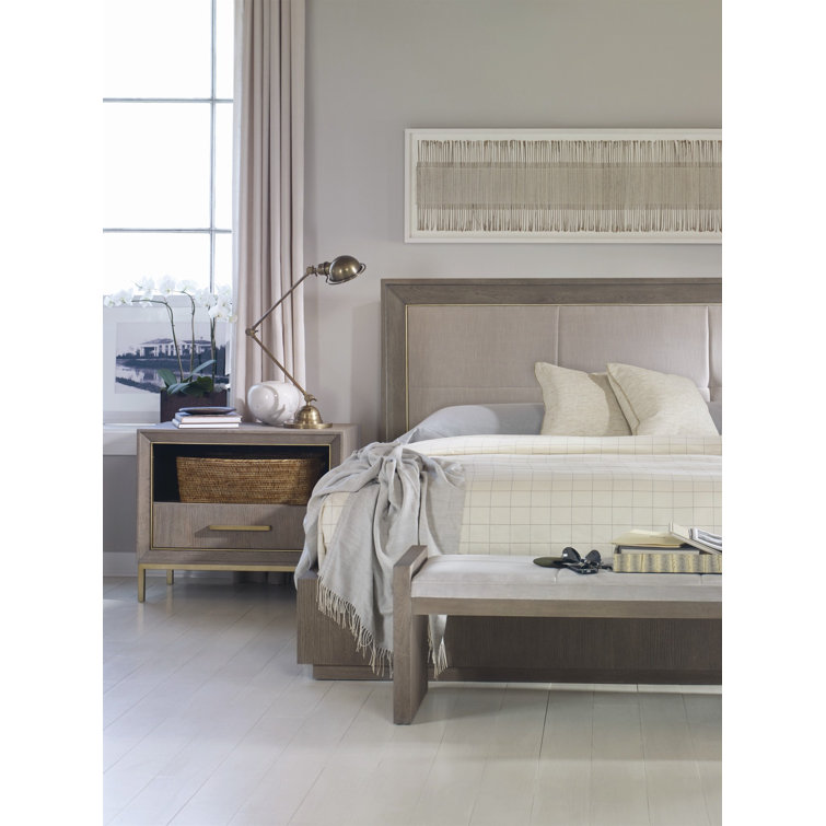 Kendall 34" Satin Gold Oak Nightstand with Drawer