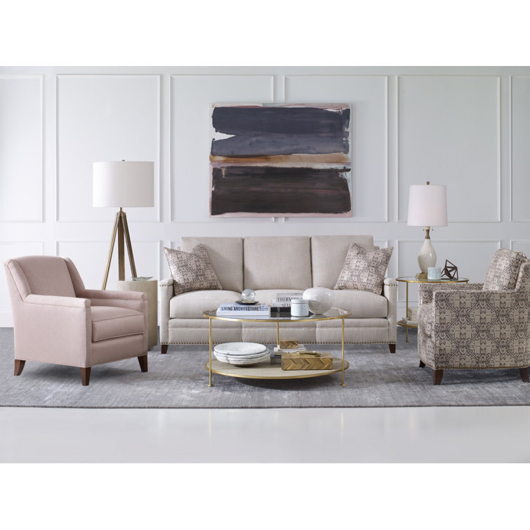 Monarch Adele 42" Round Glass Coffee Table with Faux-Shagreen Shelf