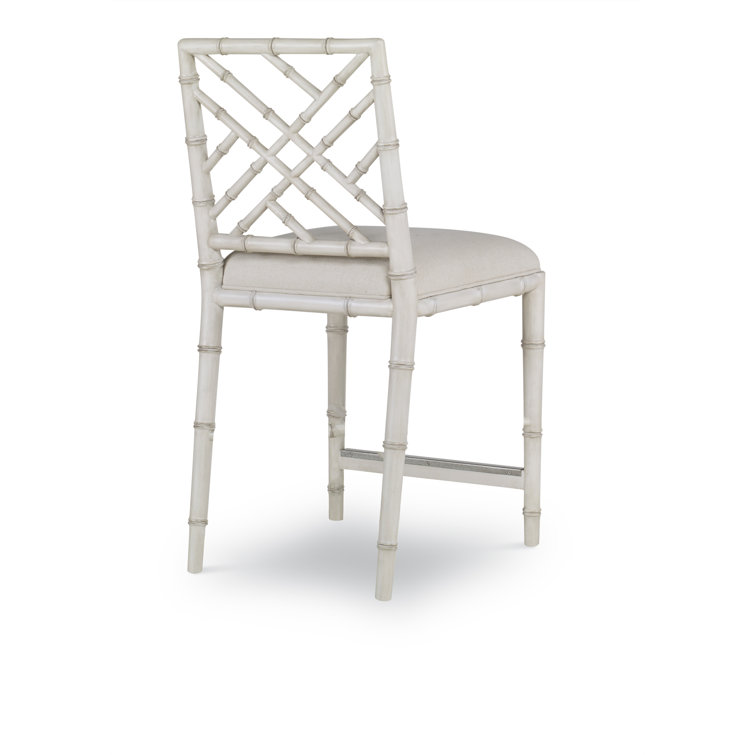 Antique White Wood Lattice Back Counter Stool