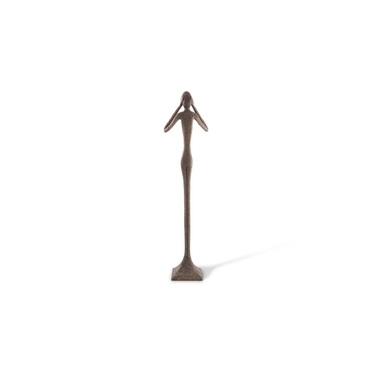 Contemporary Bronze Finish Hear No Evil Slender Statue, 81"
