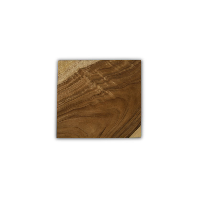 Modern Black and Brown Acacia Wood Square End Table