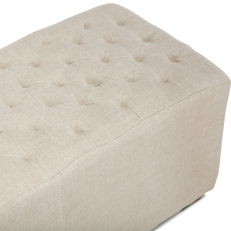 Arabella Beige Upholstered Bench with Antique Bronze Handles