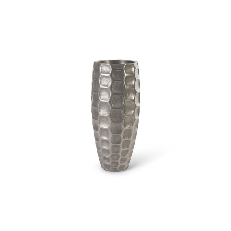 Contemporary Silver Aluminum Large Planter, 40" Height