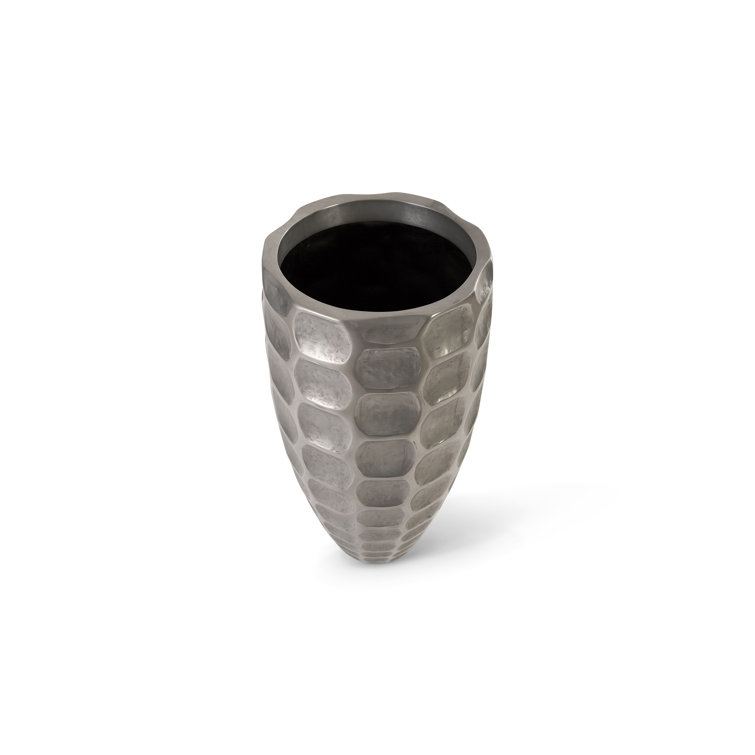 Contemporary Silver Aluminum Large Planter, 40" Height