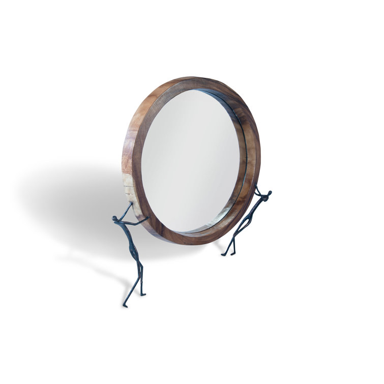 Transitional Atlas Round 44" Bronze Chamcha Wood Accent Mirror