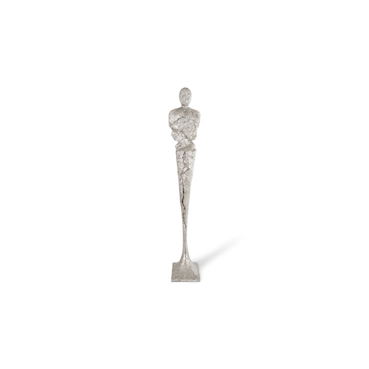 Tall Silver Resin Chiseled Male Sculpture