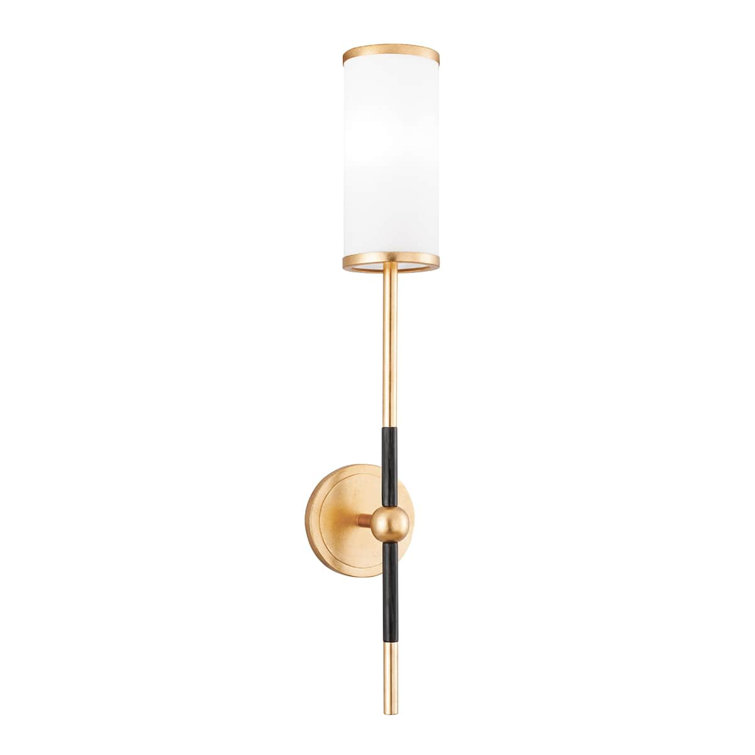 Vintage Gold Leaf Dimmable Opal Etched Glass Wall Sconce