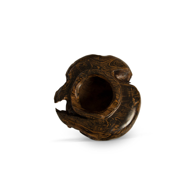Handcrafted Black and Brown Teak Root Planter