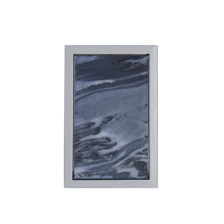 Gray and White Stone Polished Nickel Spot Table
