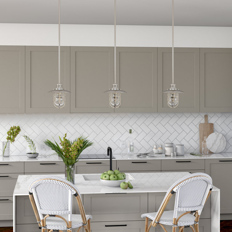 Coastal Brushed Nickel Globe Pendant Light with Glass Shade