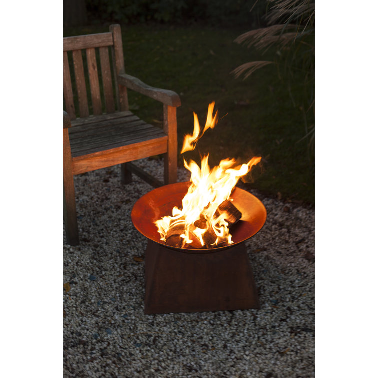 Modern Cast Iron Wood-Burning Round Fire Bowl, 23" Black