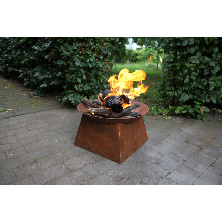 Modern Cast Iron Wood-Burning Round Fire Bowl, 23" Black