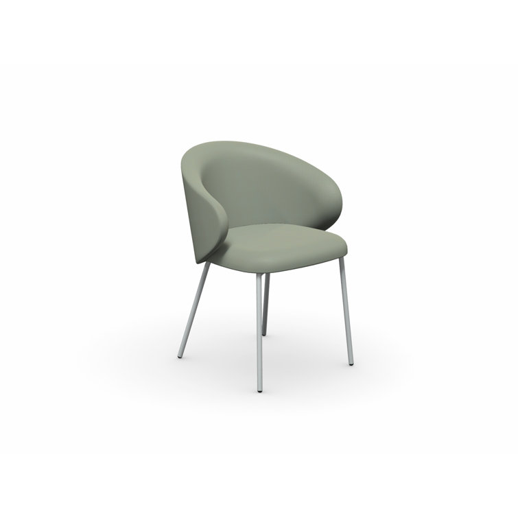 Optic White & Thyme Green Metal Frame Outdoor Dining Chair with Cushions
