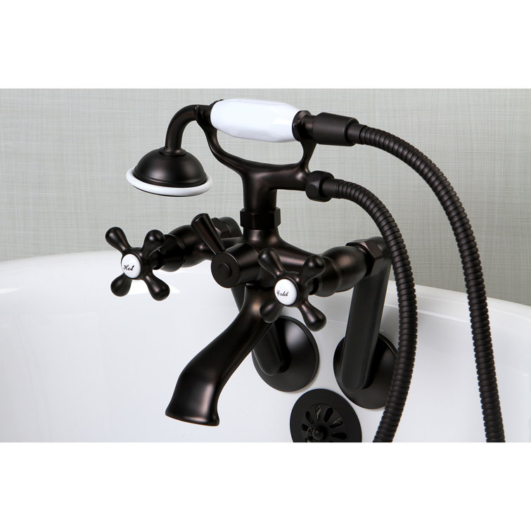 Oil Rubbed Bronze Wall Mount Clawfoot Tub Faucet with Hand Shower