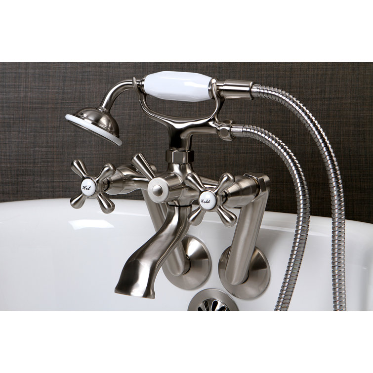 Brushed Nickel Wall Mount Clawfoot Tub Faucet with Hand Shower
