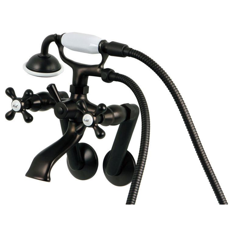 Oil Rubbed Bronze Wall Mount Clawfoot Tub Faucet with Hand Shower