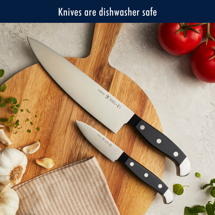 HENCKELS Statement 15-Piece Kitchen Knife Set with Block, Chef Knife, Steak Knife set, Kitchen Knife Sharpener, Light Brown, Stainless Steel
