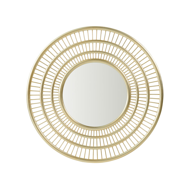 Gold and Silver Round Sunburst Wall Mirror