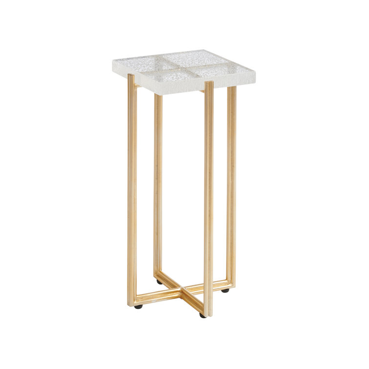 Gold and Stone Square Contemporary Accent Table