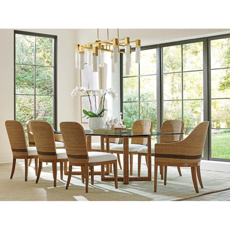 Sierra Tan and White Woven Arm Chair with Rope Back