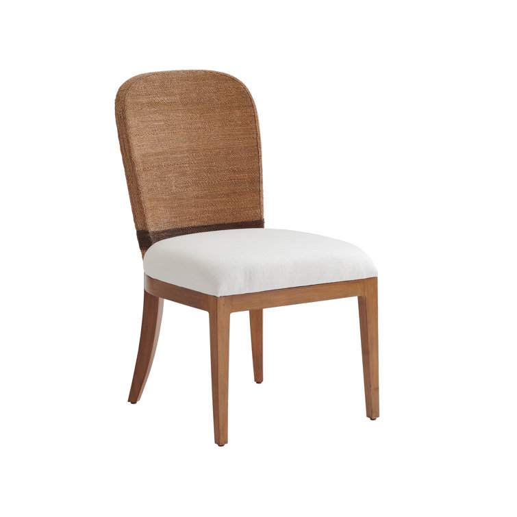 White Linen Upholstered Wood Side Chair