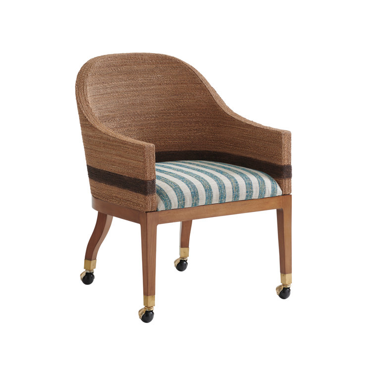 Sierra Tan Lampakanai Rope Woven Arm Chair with Green Stripes