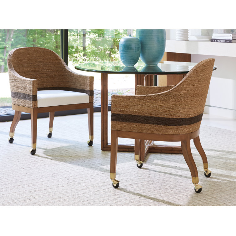 Sierra Tan Sundrenched Hickory and Woven Rope Armchair with Gold Casters