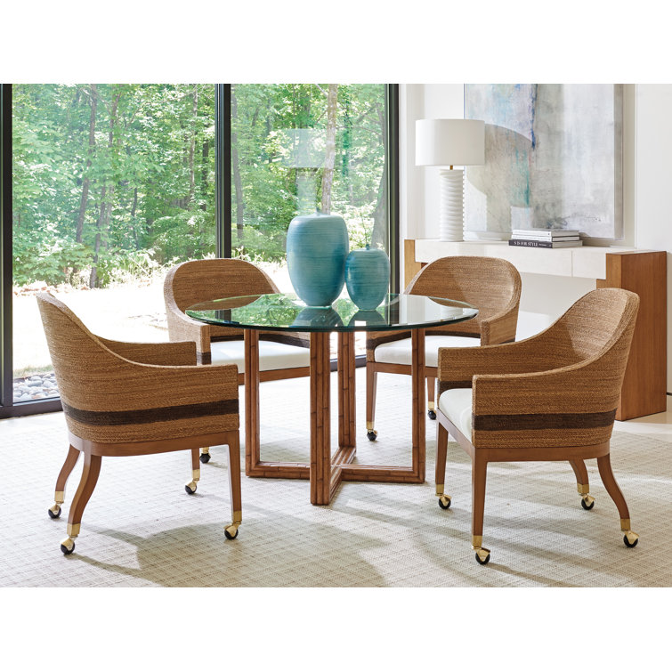 Sierra Tan Sundrenched Hickory and Woven Rope Armchair with Gold Casters