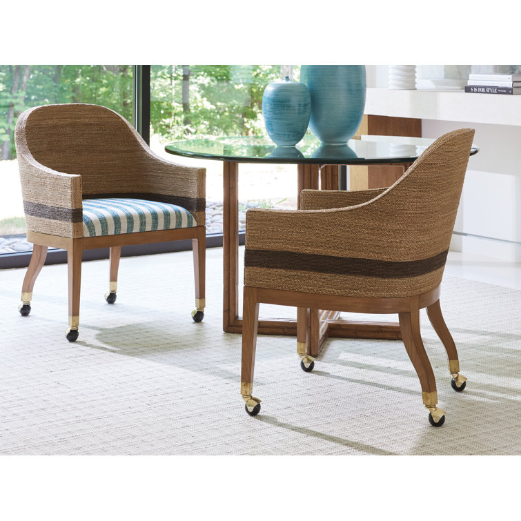 Sierra Tan Lampakanai Rope Woven Arm Chair with Green Stripes