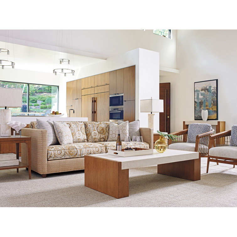 Sierra Tan Sundrenched 60'' Hickory & Marble Rectangular Coffee Table