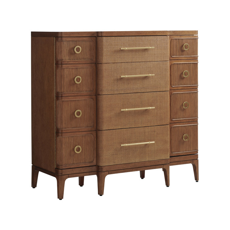 Mid-Century Sierra Tan Hickory Gentleman's Chest with Soft Close Drawers