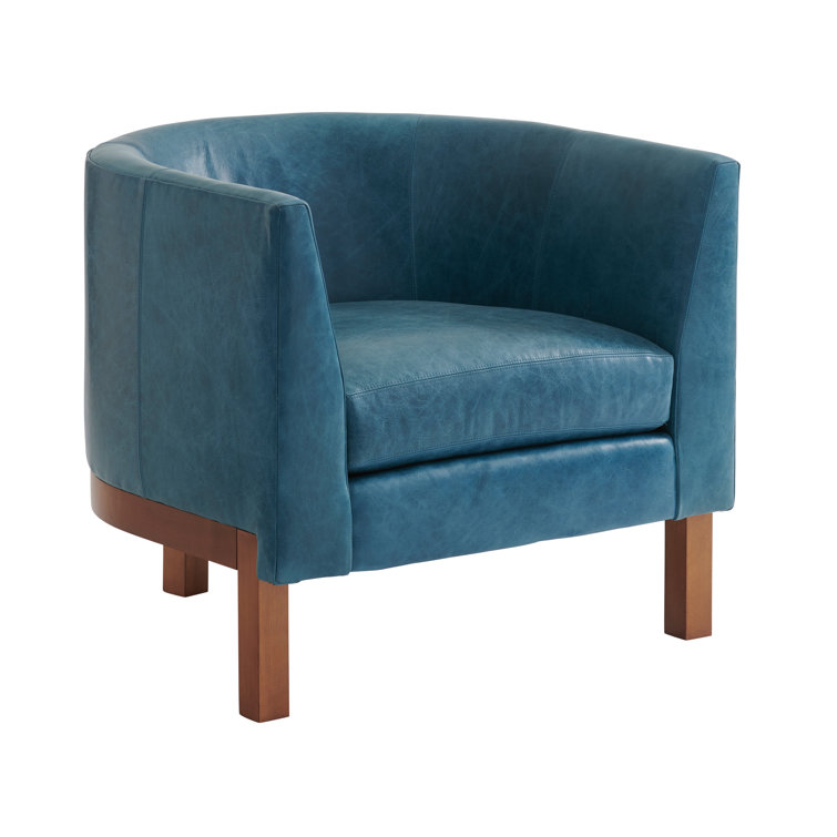 Maple Sonata Club Chair in Top Grain Brown Leather