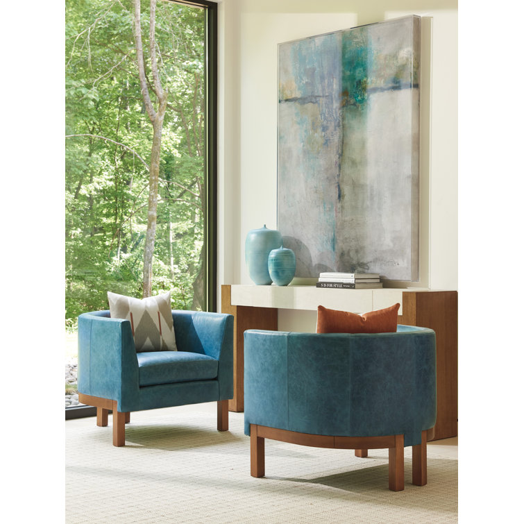 Maple Sonata Club Chair in Top Grain Brown Leather