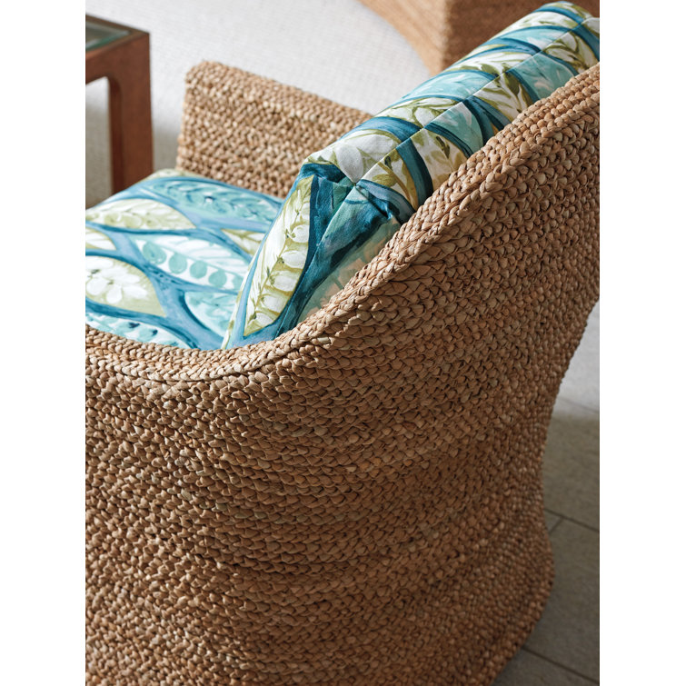 Palm Desert Soren Swivel Club Chair in Blue/Green Cotton
