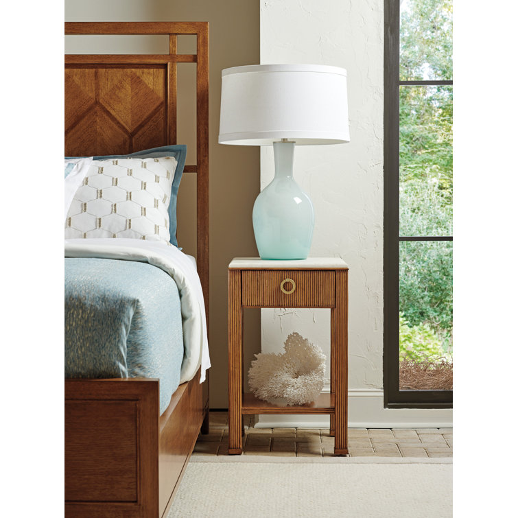 Sierra Tan Sundrenched Hickory Nightstand with Marble Top
