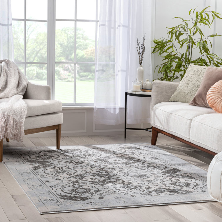 Gray Oriental Synthetic Shag Kids Area Rug 7'10" x 10'6"