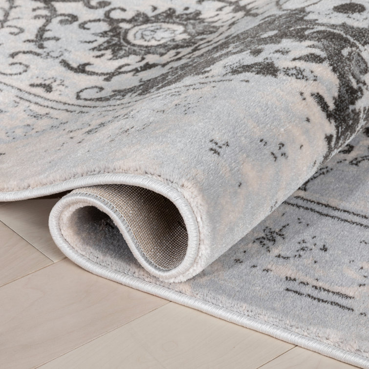 Gray Oriental Synthetic Shag Kids Area Rug 7'10" x 10'6"