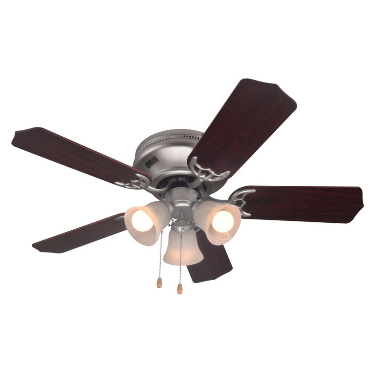 42" Silver Ceiling Fan with Reversible Walnut Blades and Lights