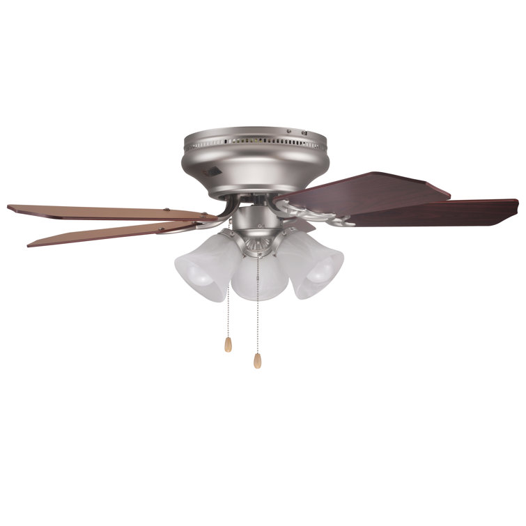 42" Silver Ceiling Fan with Reversible Walnut Blades and Lights