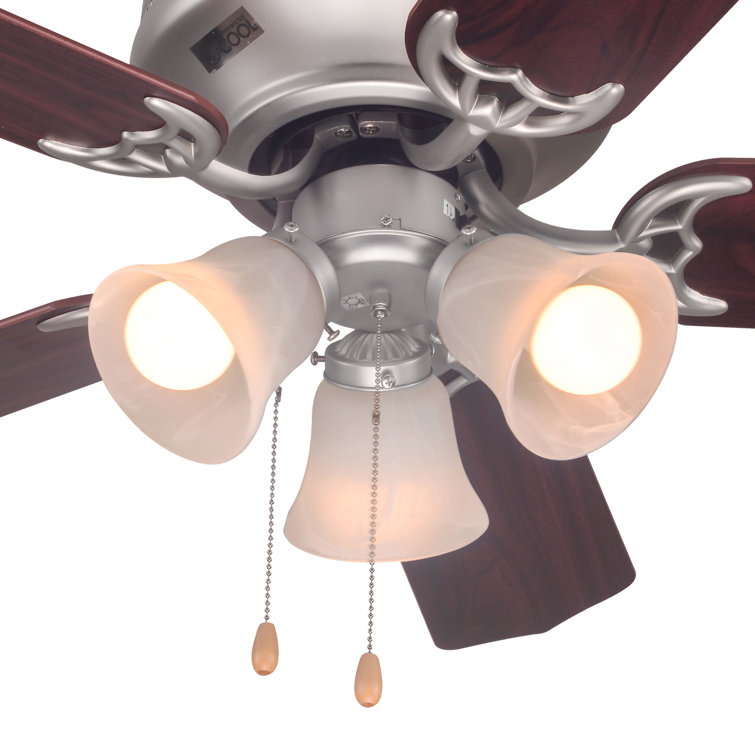 42" Silver Ceiling Fan with Reversible Walnut Blades and Lights