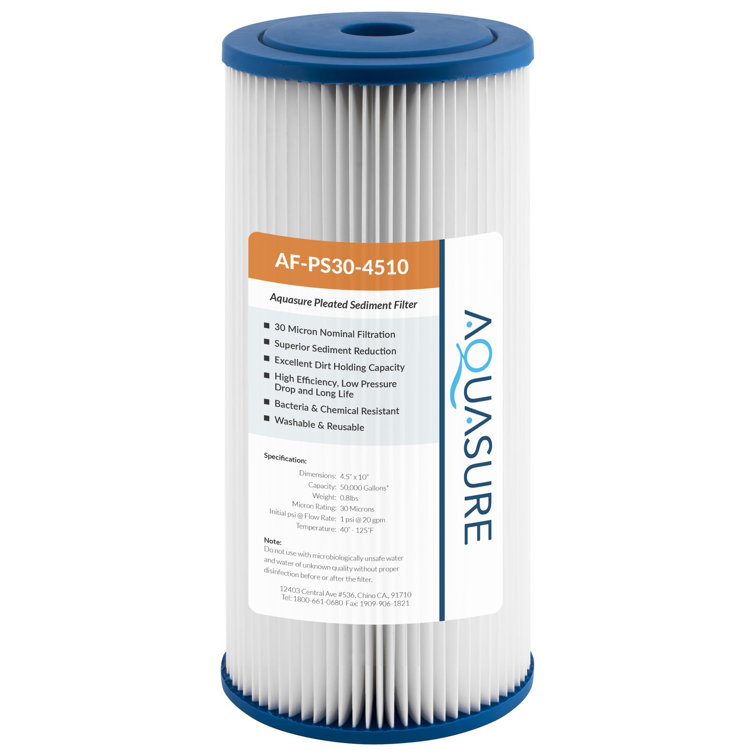 Aquasure 10" Blue and White Pleated Sediment Filter