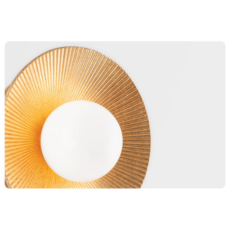 Emerald Vintage Gold Leaf 1-Light Opal Glass Sconce