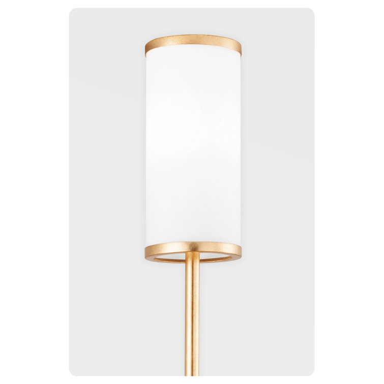 Vintage Gold Leaf Dimmable Opal Etched Glass Wall Sconce