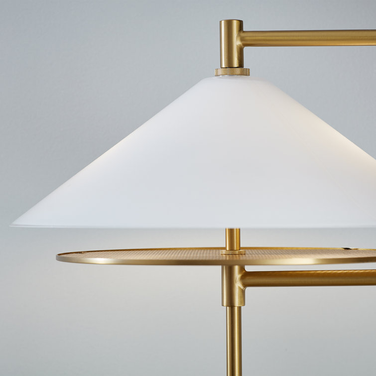 Burnished Brass Table Lamp with Milk White Glass Shade