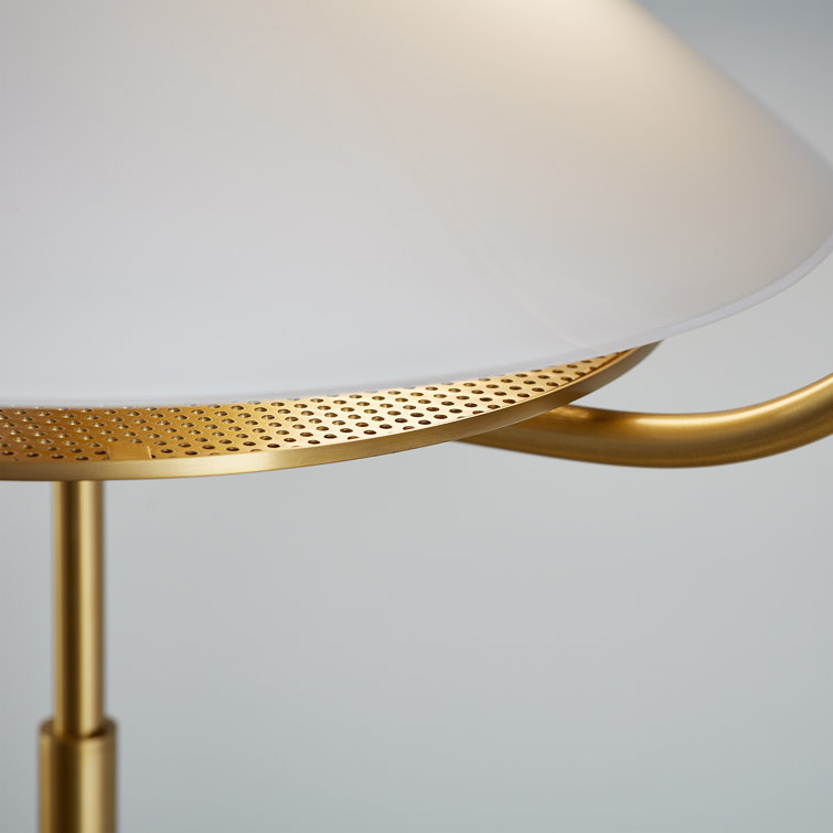 Burnished Brass Table Lamp with Milk White Glass Shade