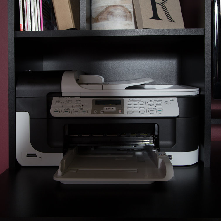 Pure Black Contemporary Home Office Desk with Hutch and USB Ports